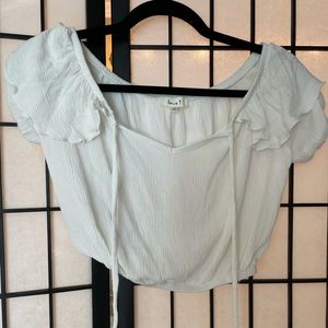 Love J- White Peplum Crop Blouse- Size M